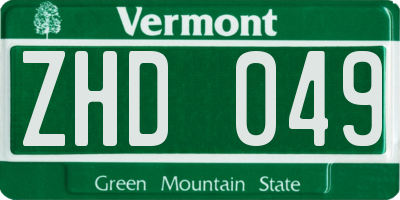 VT license plate ZHD049
