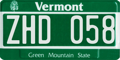 VT license plate ZHD058