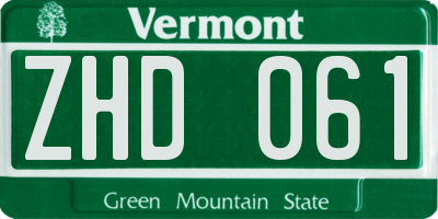 VT license plate ZHD061