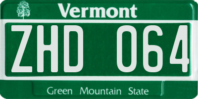VT license plate ZHD064