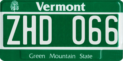 VT license plate ZHD066
