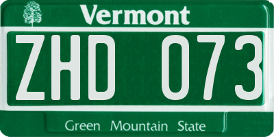VT license plate ZHD073
