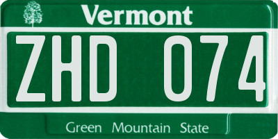 VT license plate ZHD074