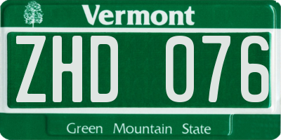 VT license plate ZHD076