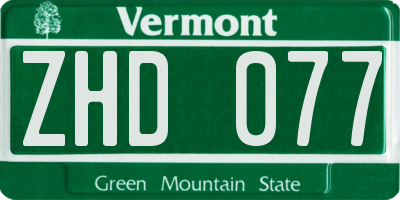 VT license plate ZHD077