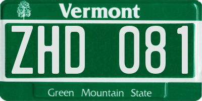 VT license plate ZHD081