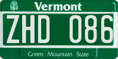 VT license plate ZHD086