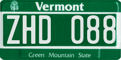VT license plate ZHD088