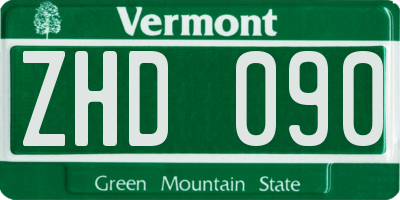 VT license plate ZHD090