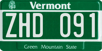 VT license plate ZHD091