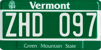 VT license plate ZHD097