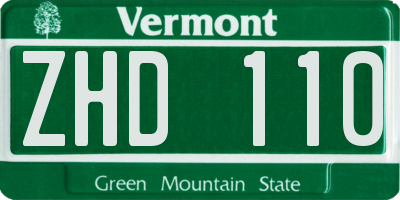 VT license plate ZHD110