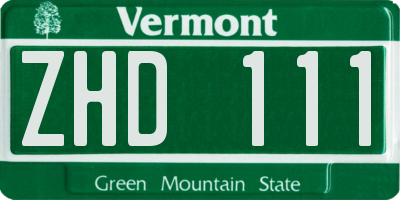 VT license plate ZHD111
