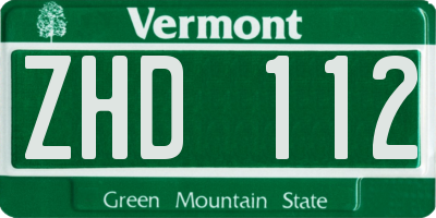 VT license plate ZHD112