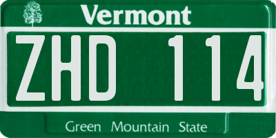 VT license plate ZHD114