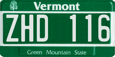 VT license plate ZHD116