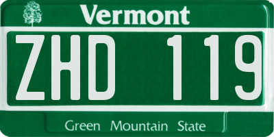 VT license plate ZHD119