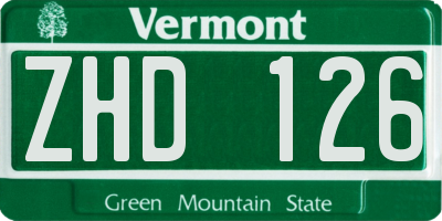 VT license plate ZHD126