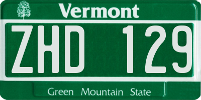 VT license plate ZHD129