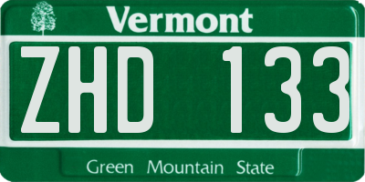 VT license plate ZHD133