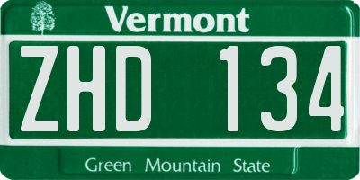 VT license plate ZHD134