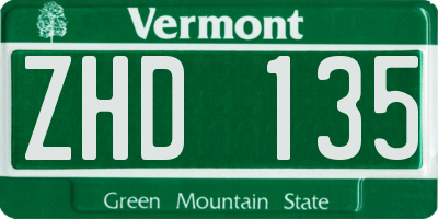 VT license plate ZHD135