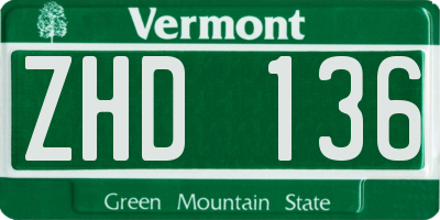 VT license plate ZHD136