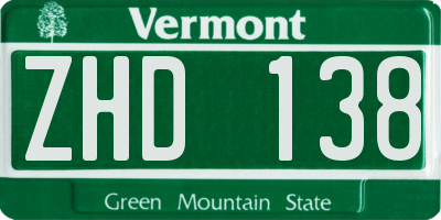 VT license plate ZHD138