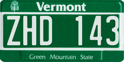 VT license plate ZHD143
