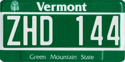 VT license plate ZHD144