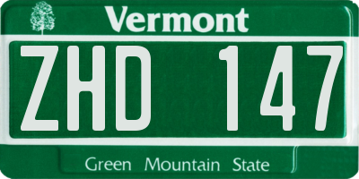 VT license plate ZHD147