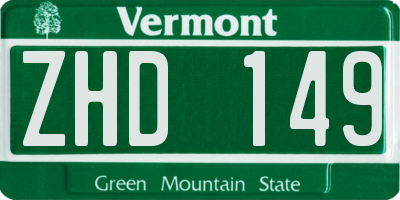 VT license plate ZHD149