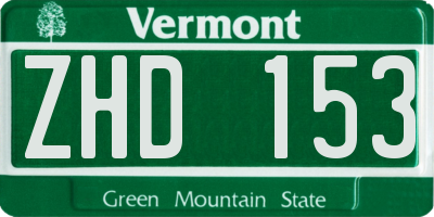 VT license plate ZHD153