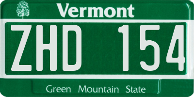 VT license plate ZHD154