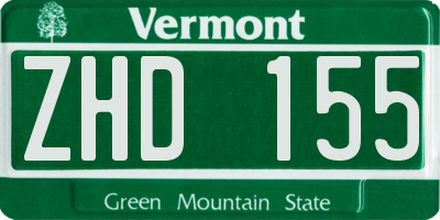 VT license plate ZHD155