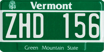 VT license plate ZHD156