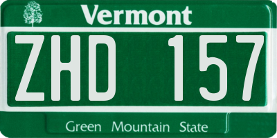 VT license plate ZHD157