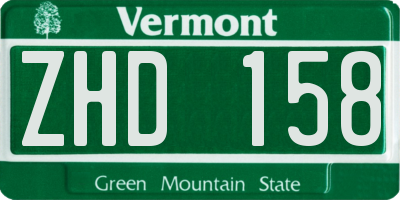 VT license plate ZHD158