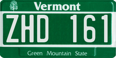 VT license plate ZHD161