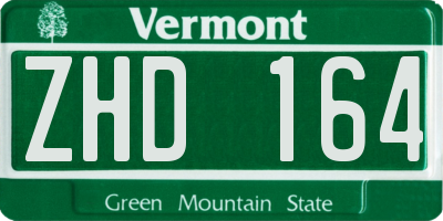 VT license plate ZHD164