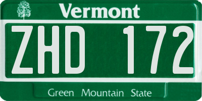 VT license plate ZHD172