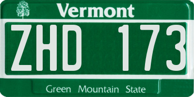 VT license plate ZHD173