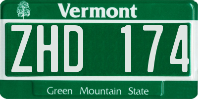 VT license plate ZHD174