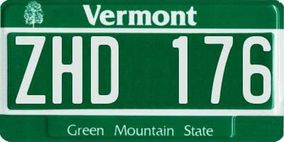 VT license plate ZHD176