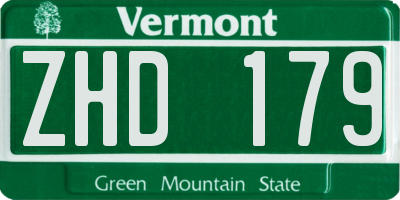 VT license plate ZHD179