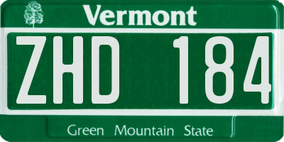 VT license plate ZHD184