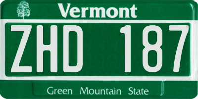 VT license plate ZHD187