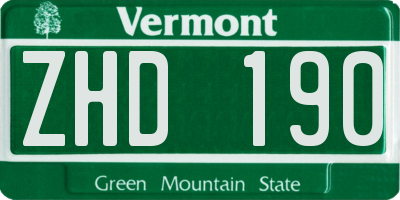 VT license plate ZHD190