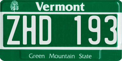 VT license plate ZHD193