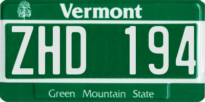 VT license plate ZHD194